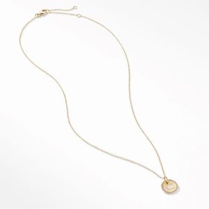 David Yurman C Initial Charm Necklace in 18K Yellow Gold with Pavé Diamonds